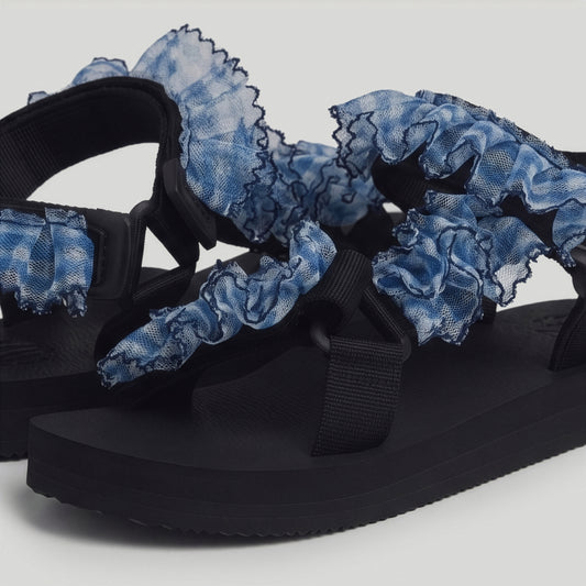 (JaeDals X Solulu) Blue White Checks Tulle Frills