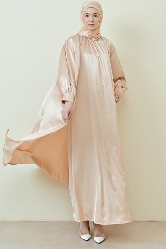 Lara Silk Abaya Set - Cream