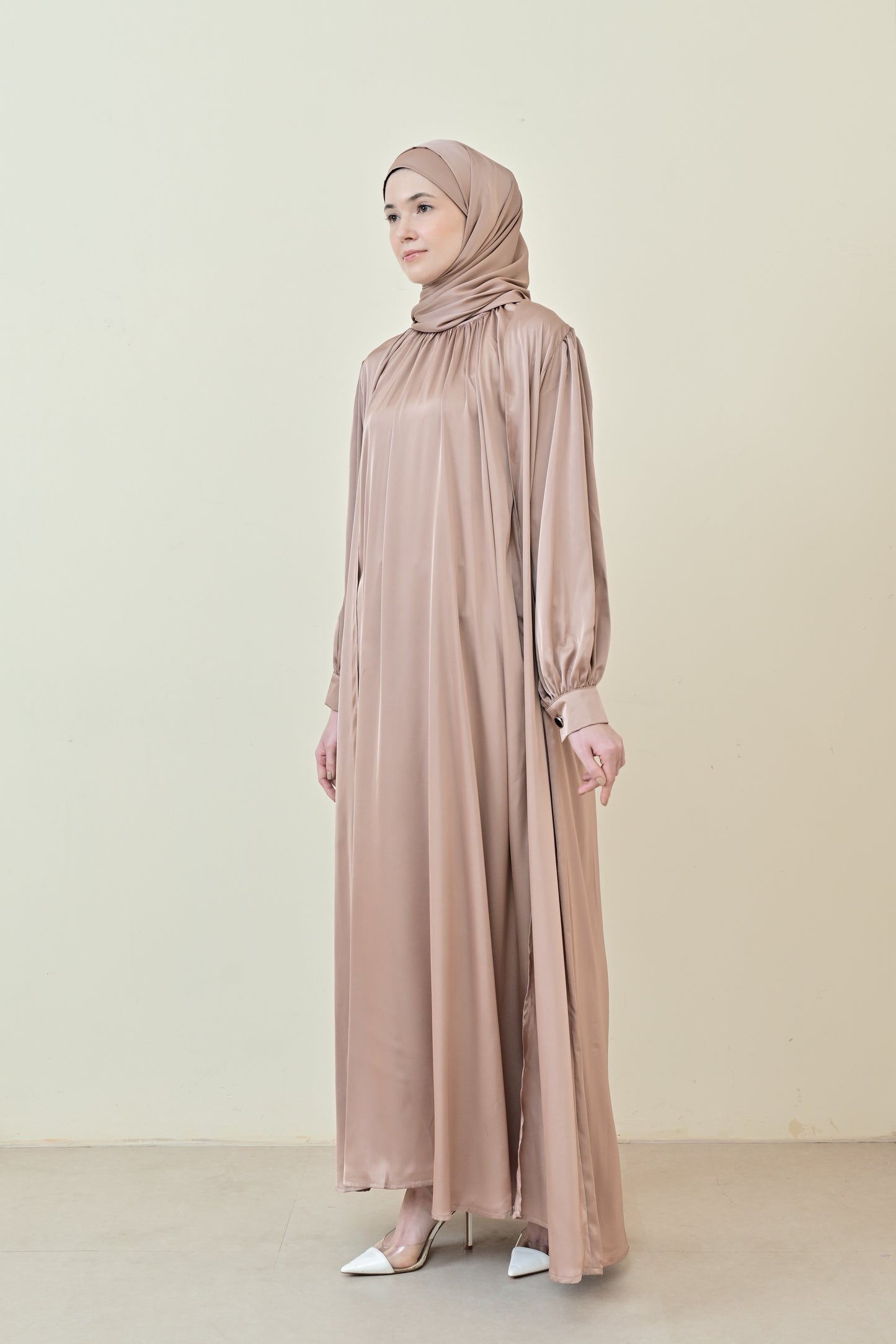 Lara Silk Abaya Set - Rose