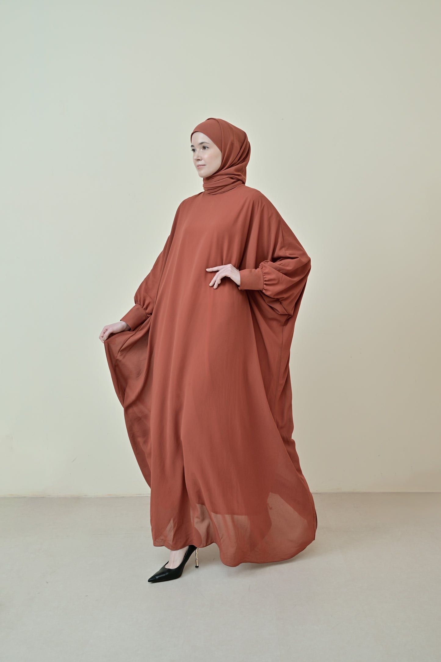 (Pre-order) Bloom Chiffon Kaftan - Burnt Orange