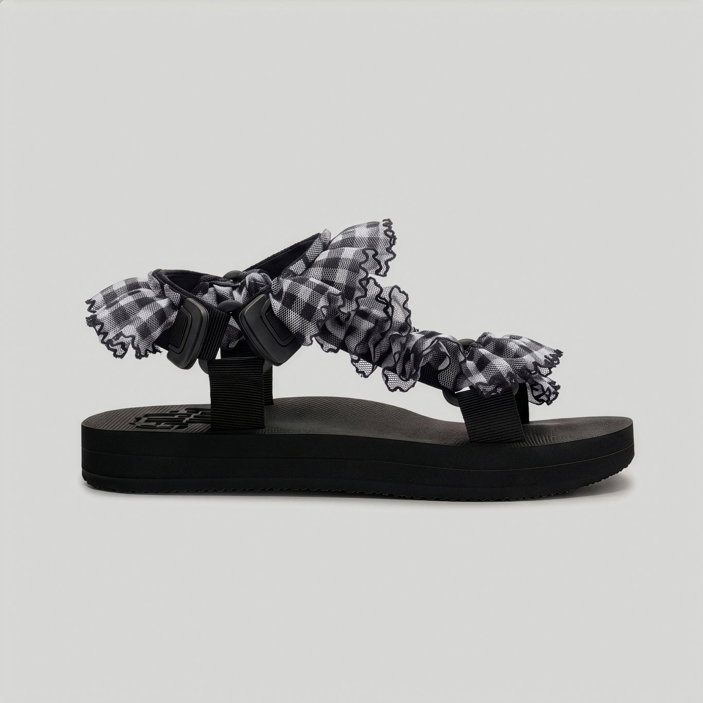 (JaeDals X Solulu) Black White Checks Tulle Frills