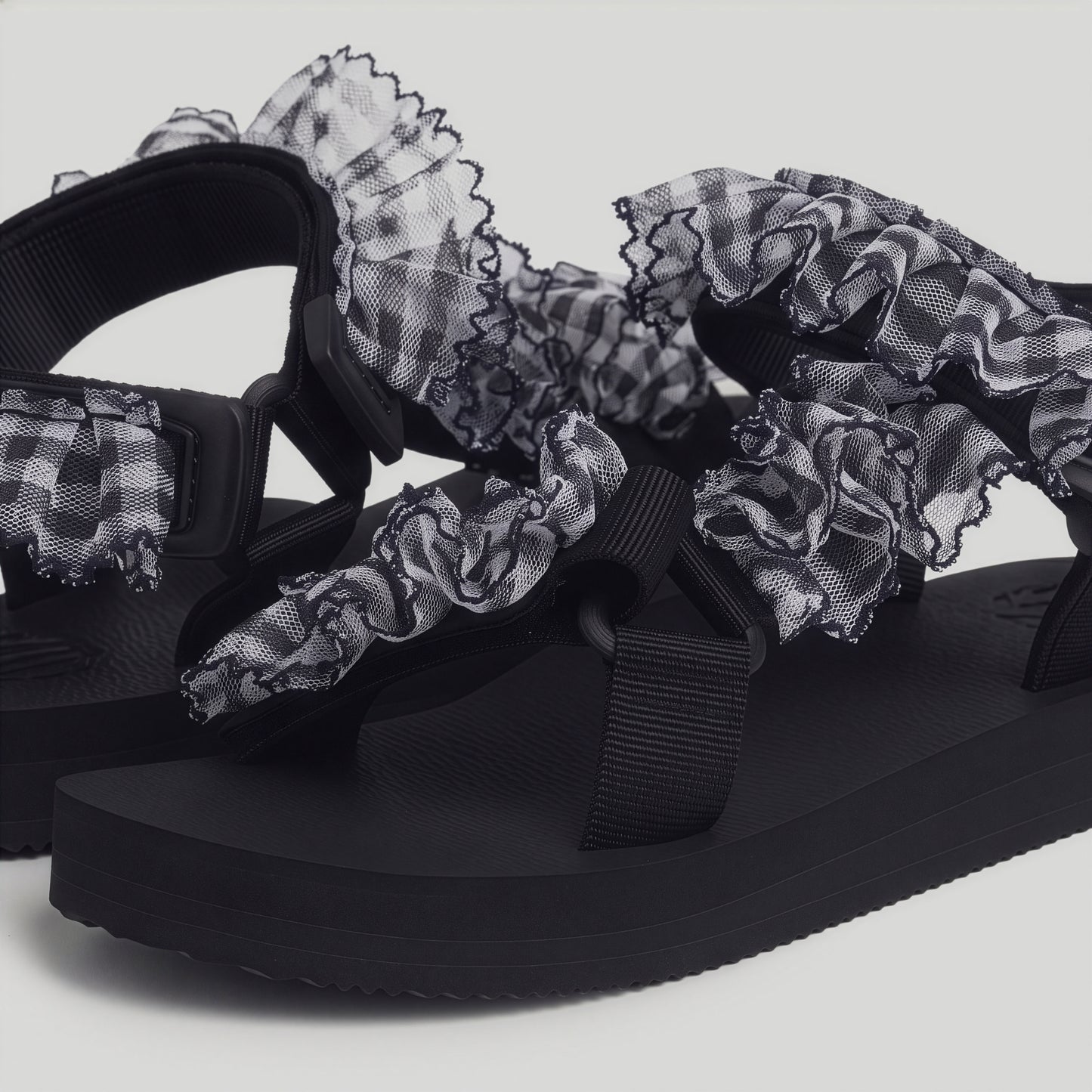 (JaeDals X Solulu) Black White Checks Tulle Frills