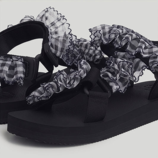 (JaeDals X Solulu) Black White Checks Tulle Frills