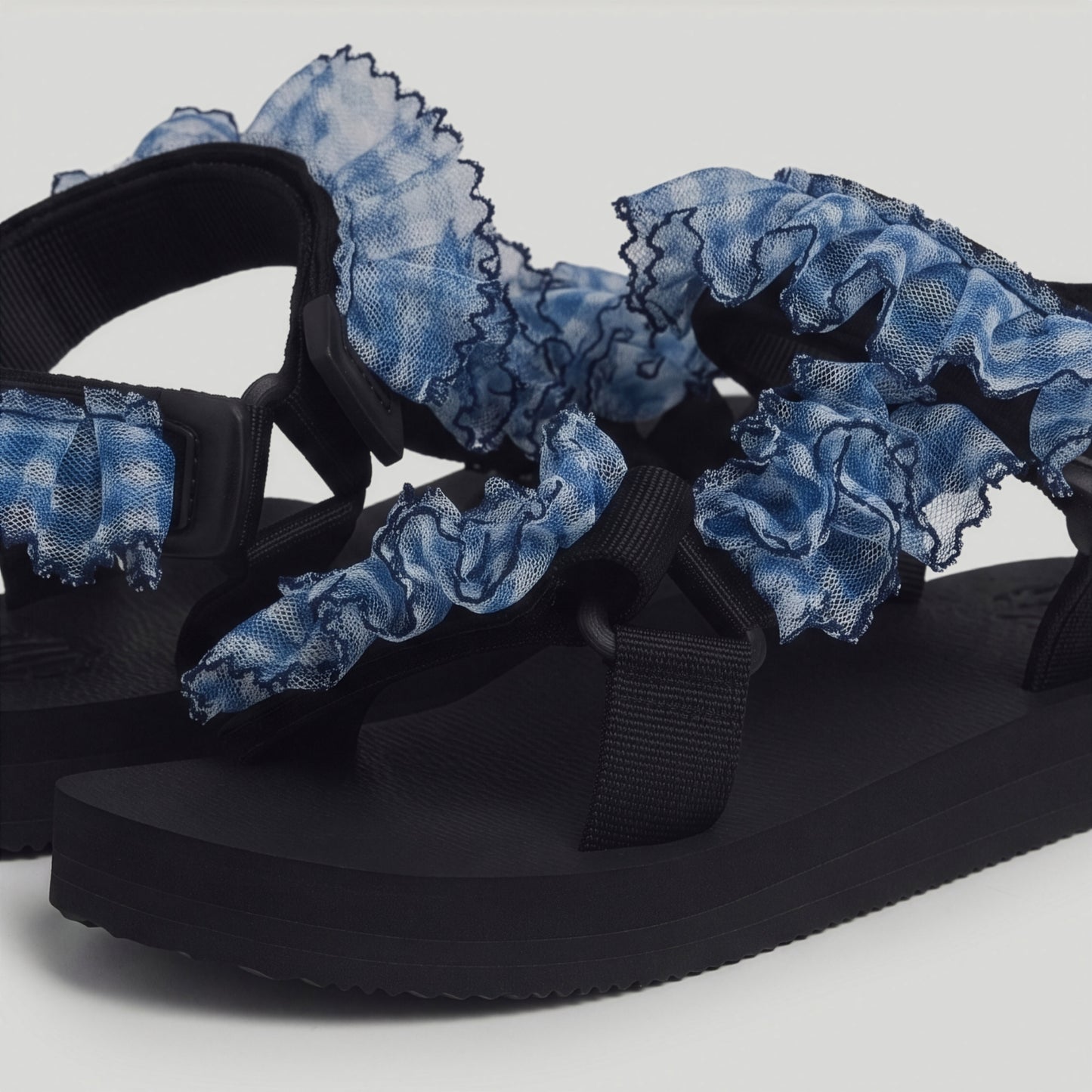 (JaeDals X Solulu) Blue White Checks Tulle Frills