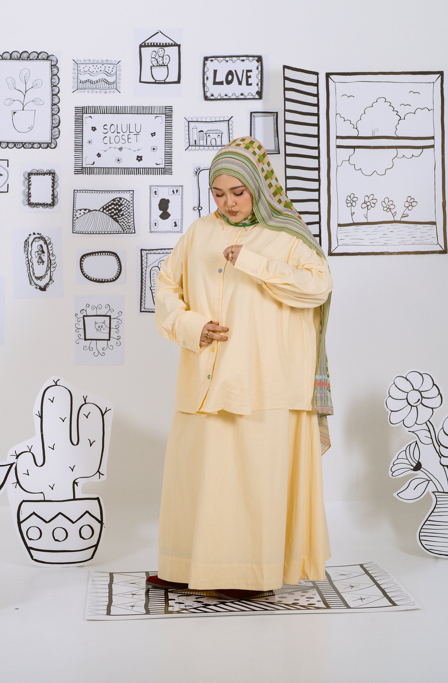 Butter Pastel Yellow Confetti Co-ord Set