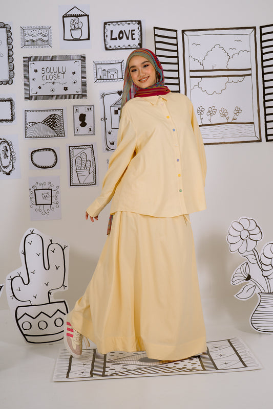 Butter Pastel Yellow Confetti Co-ord Set