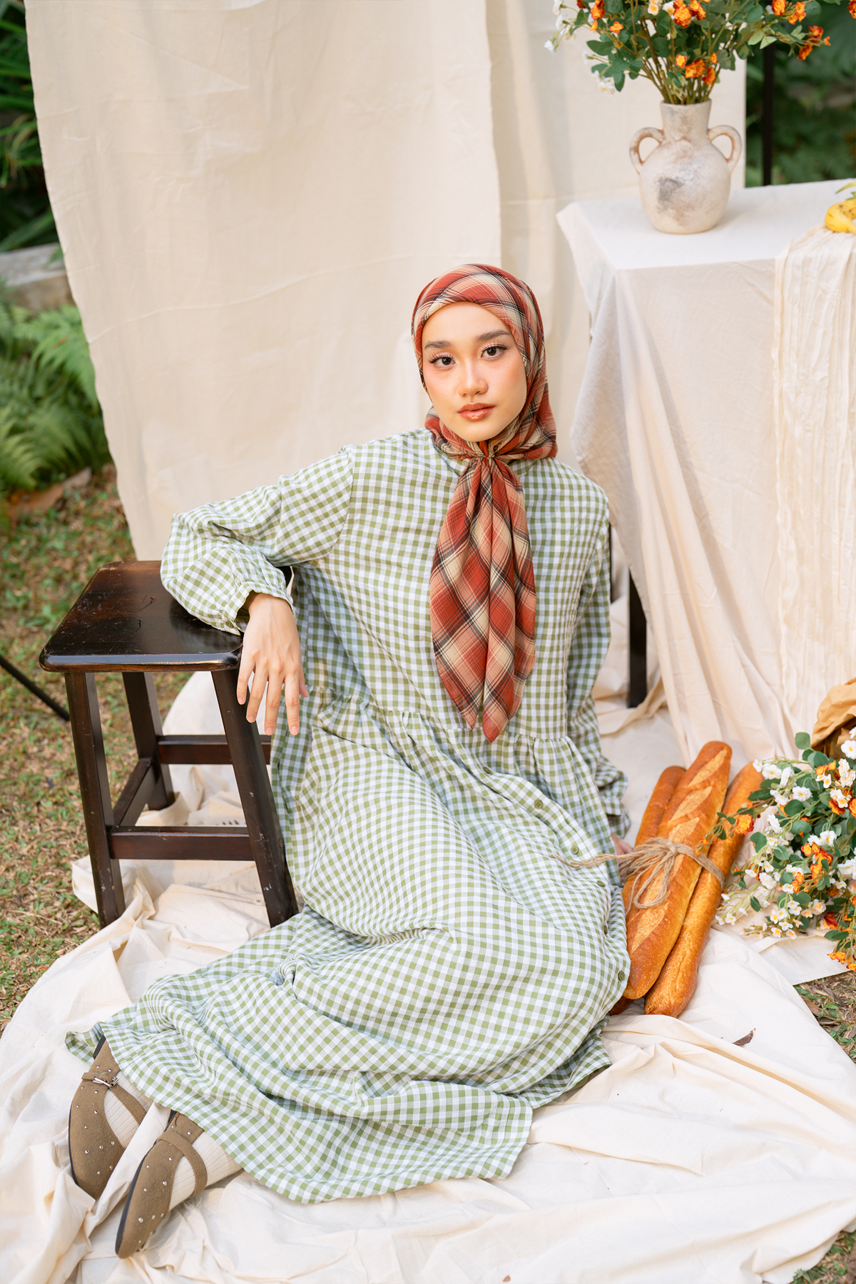 Matcha Mochi - Sugar Gingham Maxi Dress